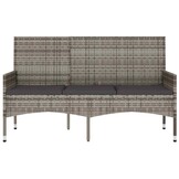 vidaXL Tuinbank 3-zits met kussens, Poly Rattan, Grijs - 34% Korting!