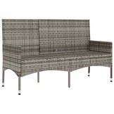 vidaXL Tuinbank 3-zits met kussens, Poly Rattan, Grijs - 34% Korting!