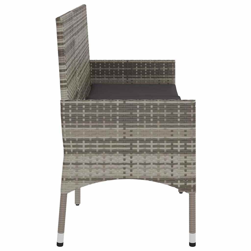 vidaXL Tuinbank 3-zits met kussens, Poly Rattan, Grijs - 34% Korting!