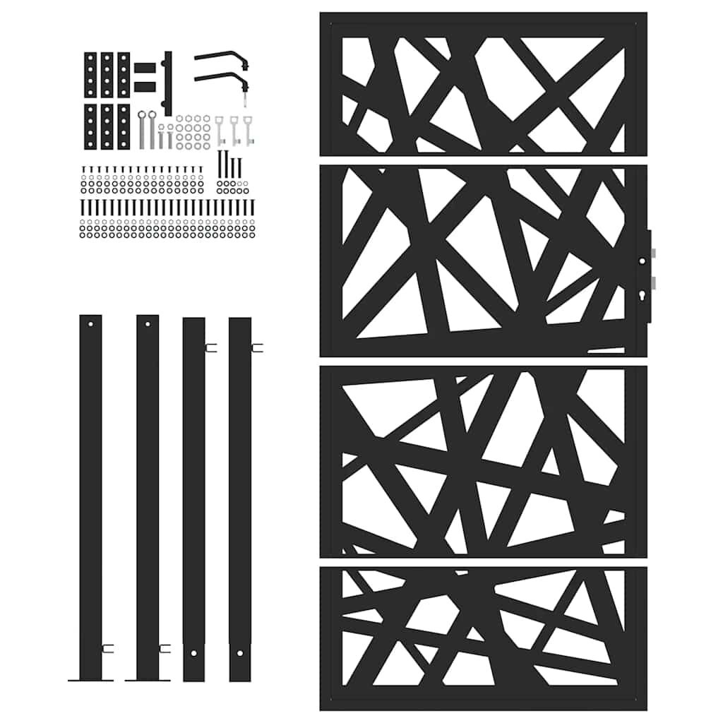 Zwarte Stalen Poort met Lichtontwerp 100x175 cm - 35% Korting