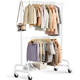 Wit Dubbel Kledingrek op Wielen - 107x39x197cm - 34% Korting