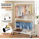 Wit Dubbel Kledingrek op Wielen - 107x39x197cm - 34% Korting