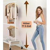 Wit Dubbel Kledingrek op Wielen - 107x39x197cm - 34% Korting
