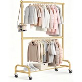 Wit Dubbel Kledingrek op Wielen - 107x39x197cm - 34% Korting
