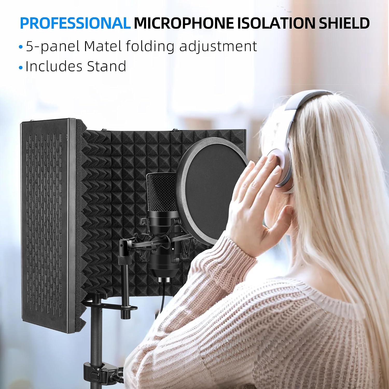 Microfoon Isolatiescherm met Popfilter & Statiefhouder - 34% Korting