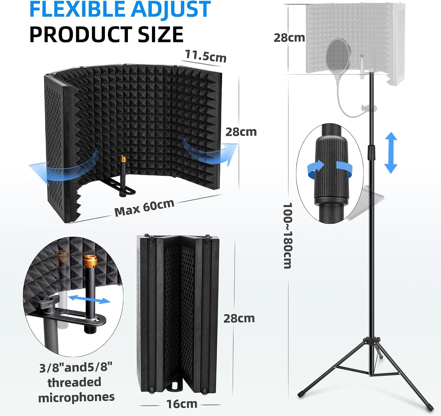 Microfoon Isolatiescherm met Popfilter & Statiefhouder - 34% Korting