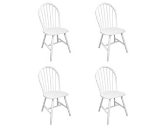 Eetkamerstoelen 4 st. Massief Rubberwood Wit - 60% Korting!