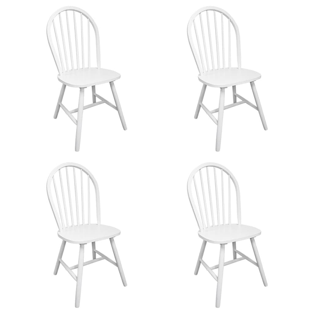 Eetkamerstoelen 4 st. Massief Rubberwood Wit - 60% Korting!