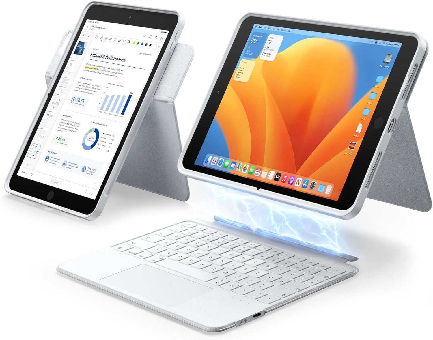 Draaibare Toetsenbordhoes met Trackpad voor iPad 7/8/9 - Wit - 34% Korting