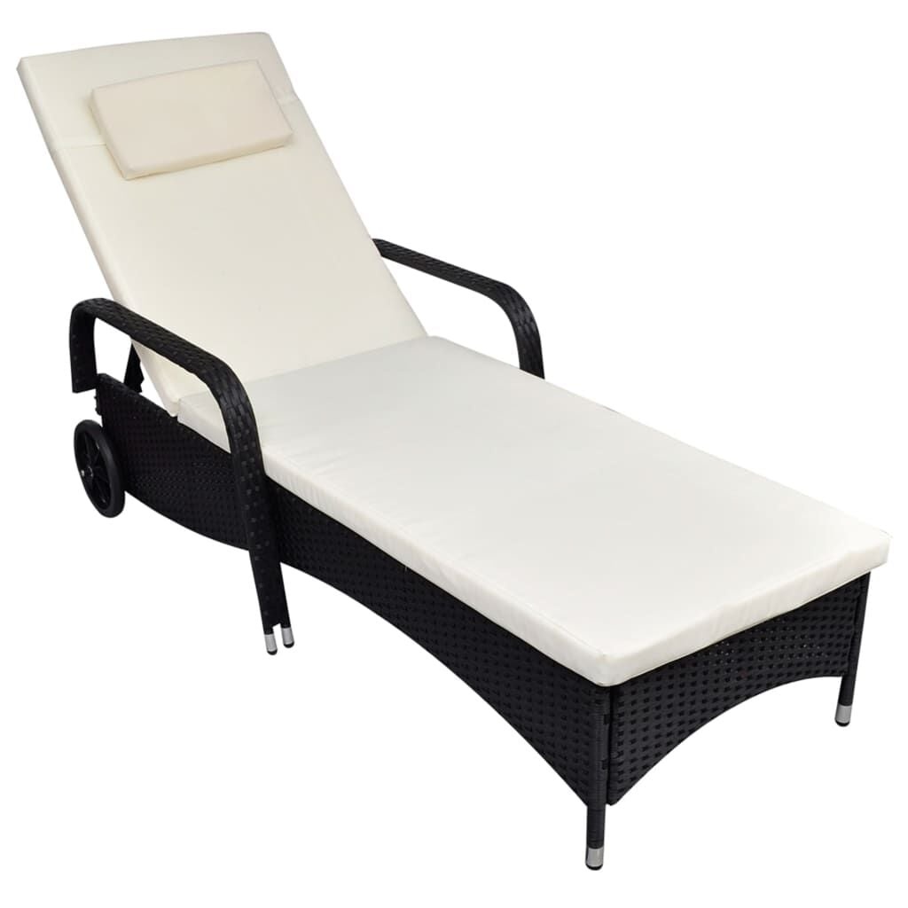 VidaXL Ligbed Poly Rattan Zwart - 54% Korting