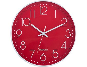 Moderne Wandklok 30 cm - Geruisloze Radiografische Klok - Rood - 33% Korting