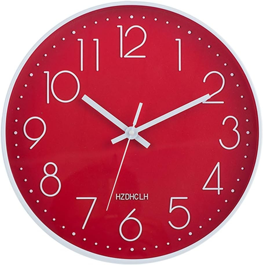 Moderne Wandklok 30 cm - Geruisloze Radiografische Klok - Rood - 33% Korting