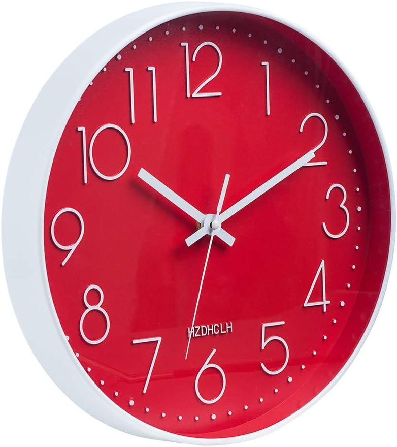 Moderne Wandklok 30 cm - Geruisloze Radiografische Klok - Rood - 33% Korting