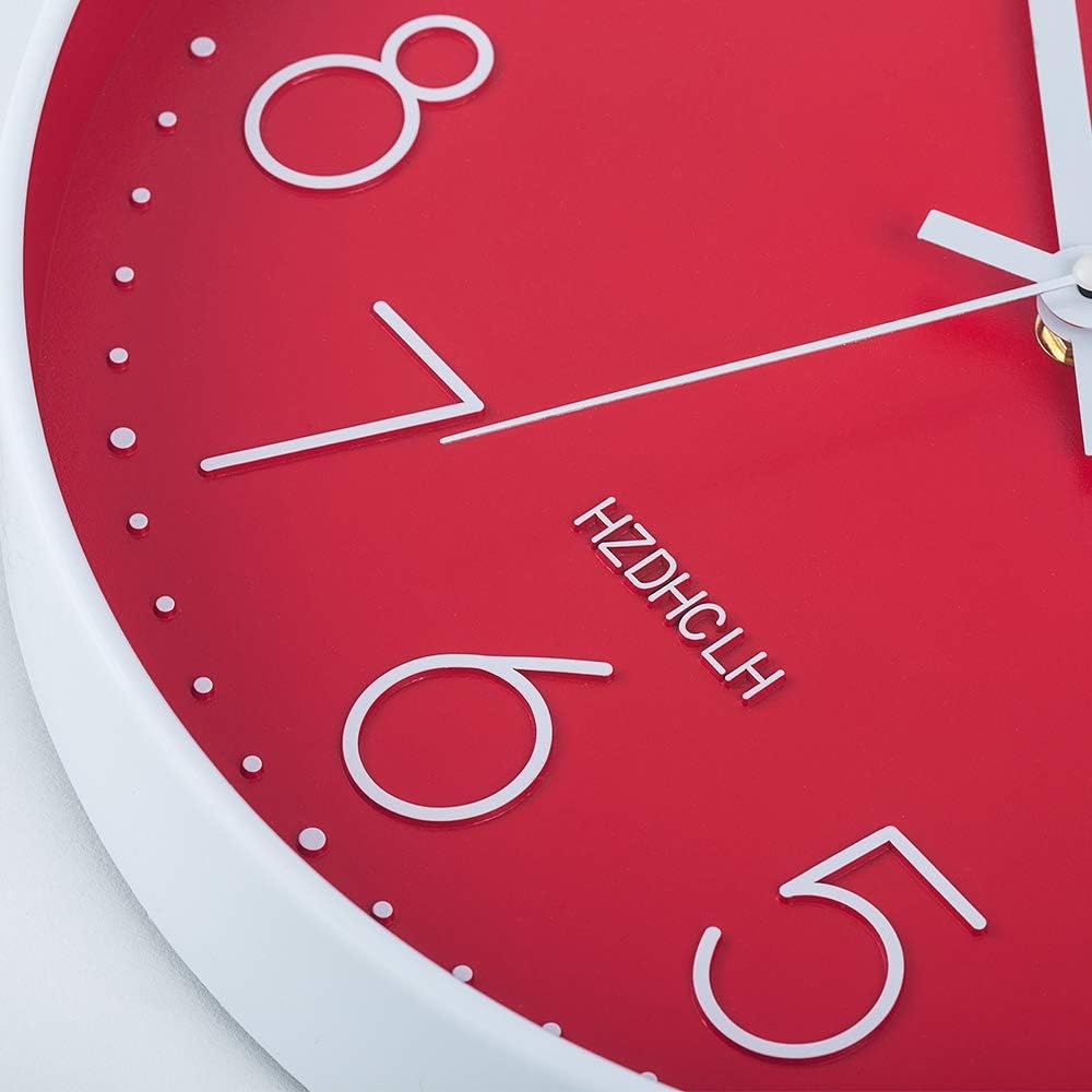 Moderne Wandklok 30 cm - Geruisloze Radiografische Klok - Rood - 33% Korting