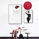 Moderne Wandklok 30 cm - Geruisloze Radiografische Klok - Rood - 33% Korting