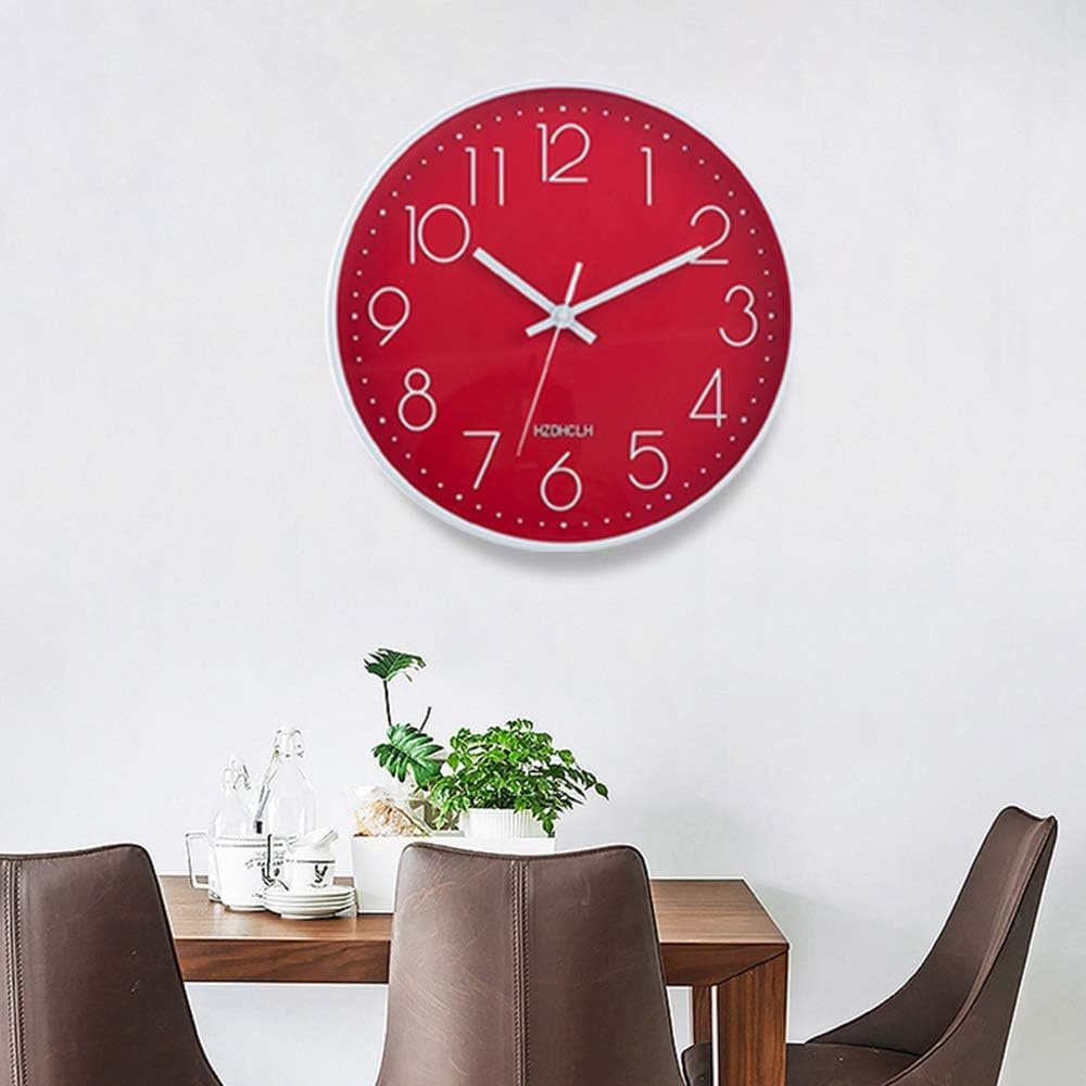 Moderne Wandklok 30 cm - Geruisloze Radiografische Klok - Rood - 33% Korting