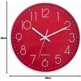 Moderne Wandklok 30 cm - Geruisloze Radiografische Klok - Rood - 33% Korting