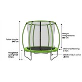 Trampoline 244 cm rond - Veiligheidsnet - Groen/Zwart - 35% Korting