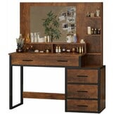 Industriële Kaptafel met Spiegel 92x40 cm - Bruin/Zwart (35% Korting)