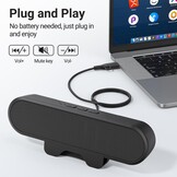INGA USB Monitor Speaker Zwart - 10W Stereo Geluid - 33% Korting