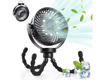 Draagbare Ventilator Kinderwagen Zwart - 5200mAh - 33% Korting