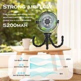 Draagbare Ventilator Kinderwagen Zwart - 5200mAh - 33% Korting