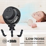 Draagbare Ventilator Kinderwagen Zwart - 5200mAh - 33% Korting