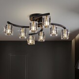 Sputnik Plafondlamp 8-lichts Kristal Zwart Goud - 86% Korting