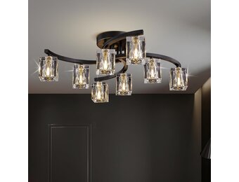 Sputnik Plafondlamp 8-lichts Kristal Zwart Goud - 86% Korting
