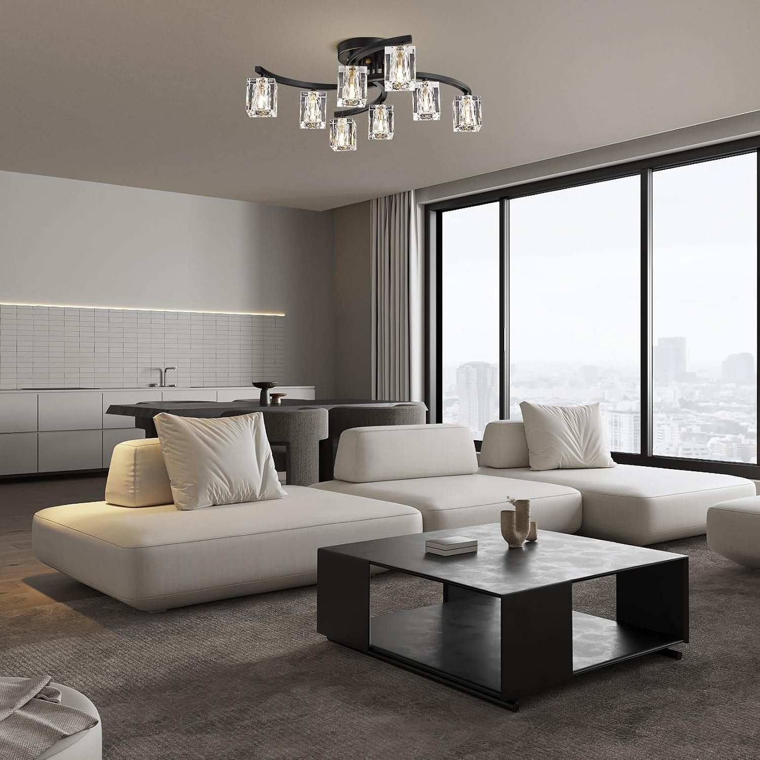 Sputnik Plafondlamp 8-lichts Kristal Zwart Goud - 86% Korting