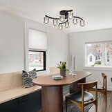 Sputnik Plafondlamp 8-lichts Kristal Zwart Goud - 86% Korting