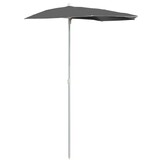Antracietkleurige Halve Parasol met Paal 180x90 cm - 51% Korting!