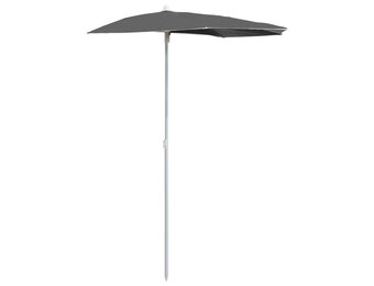 Antracietkleurige Halve Parasol met Paal 180x90 cm - 51% Korting!