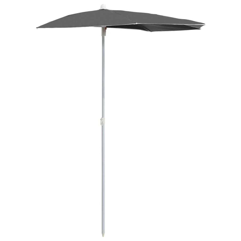 Antracietkleurige Halve Parasol met Paal 180x90 cm - 51% Korting!