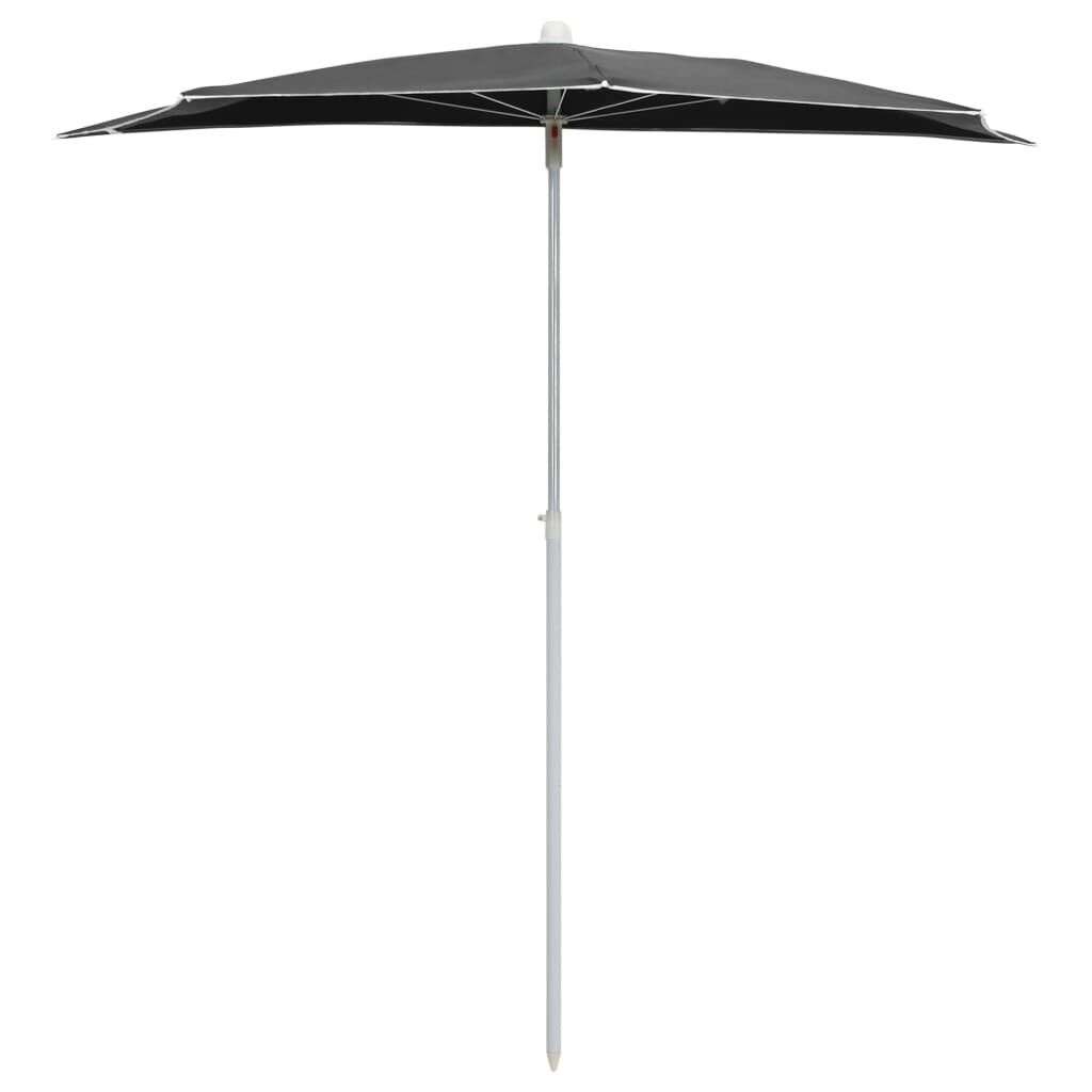 Antracietkleurige Halve Parasol met Paal 180x90 cm - 51% Korting!