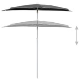 Antracietkleurige Halve Parasol met Paal 180x90 cm - 51% Korting!