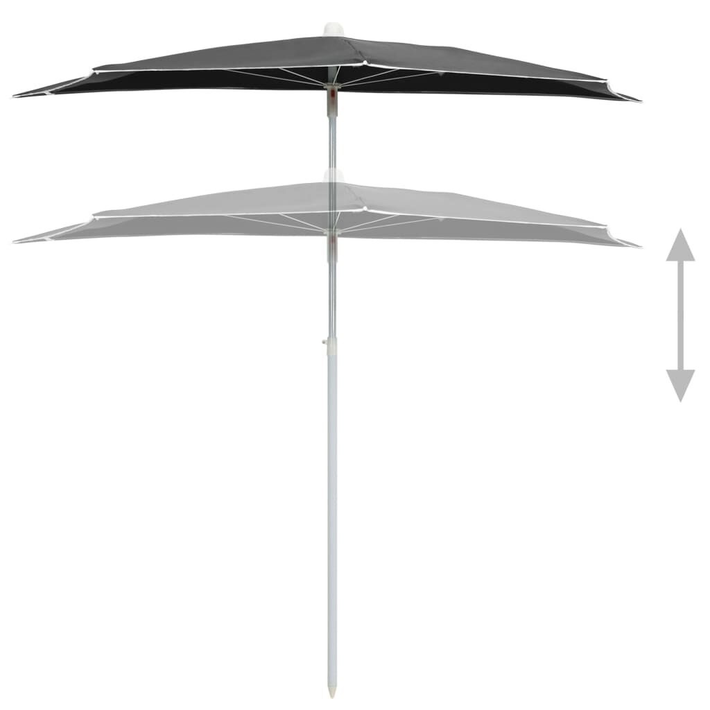 Antracietkleurige Halve Parasol met Paal 180x90 cm - 51% Korting!