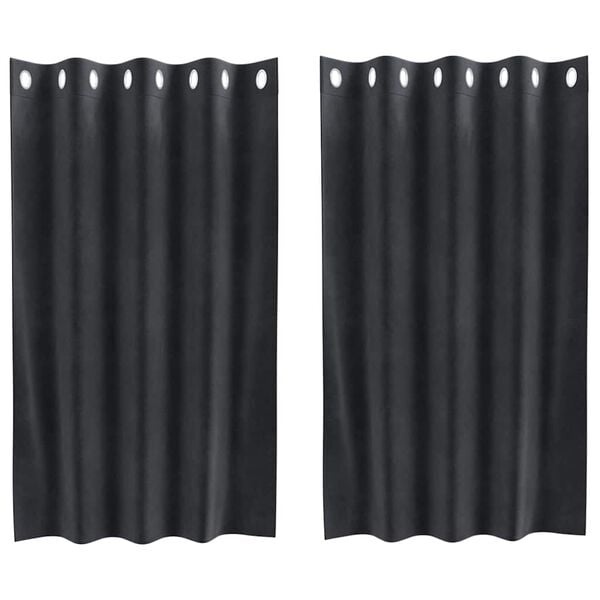 Donkergrijze Fluweel Gordijnen (2 stuks) 140x140cm - 33% Korting