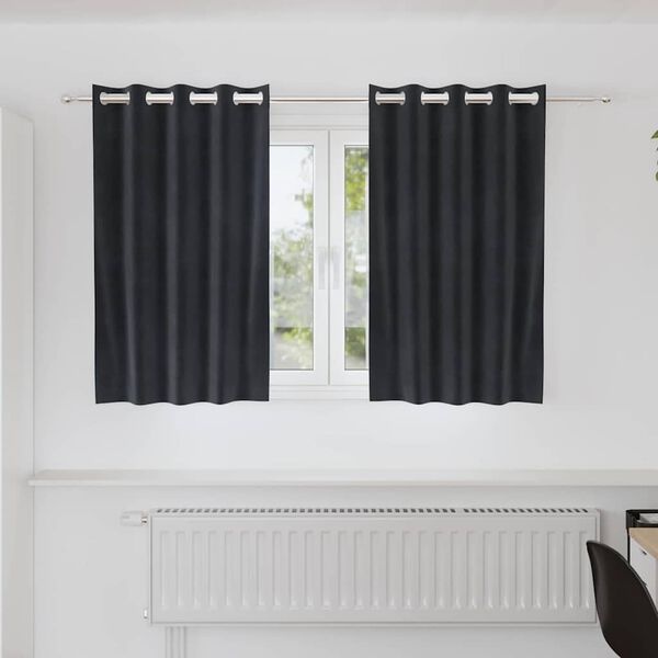 Donkergrijze Fluweel Gordijnen (2 stuks) 140x140cm - 33% Korting