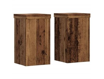 Set van 2 Plantenstandaards 10x10x18 cm Bewerkt Hout - 39% Korting