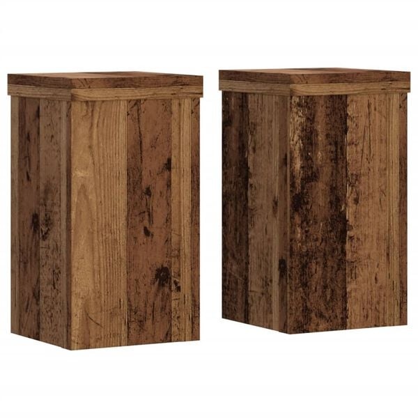 Set van 2 Plantenstandaards 10x10x18 cm Bewerkt Hout - 39% Korting