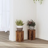 Set van 2 Plantenstandaards 10x10x18 cm Bewerkt Hout - 39% Korting