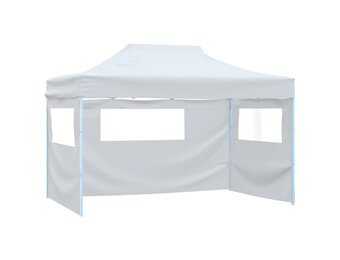 Opvouwbare Partytent 3x4m Staal Wit met Zijwanden - 54% Korting