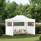 Opvouwbare Partytent 3x4m Staal Wit met Zijwanden - 54% Korting