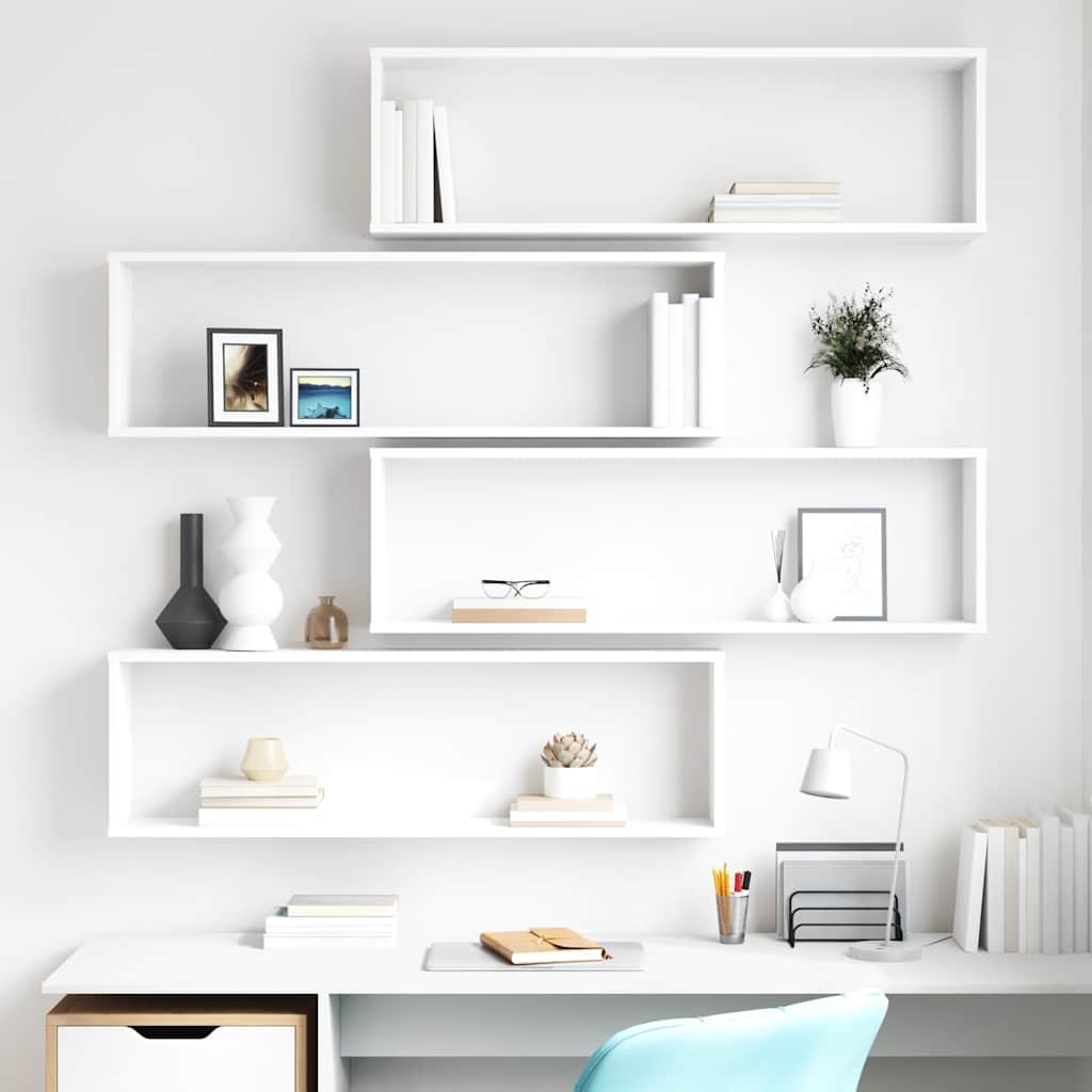 vidaXL Wandschappen Kubus Wit (4 stuks) - 34% Korting!