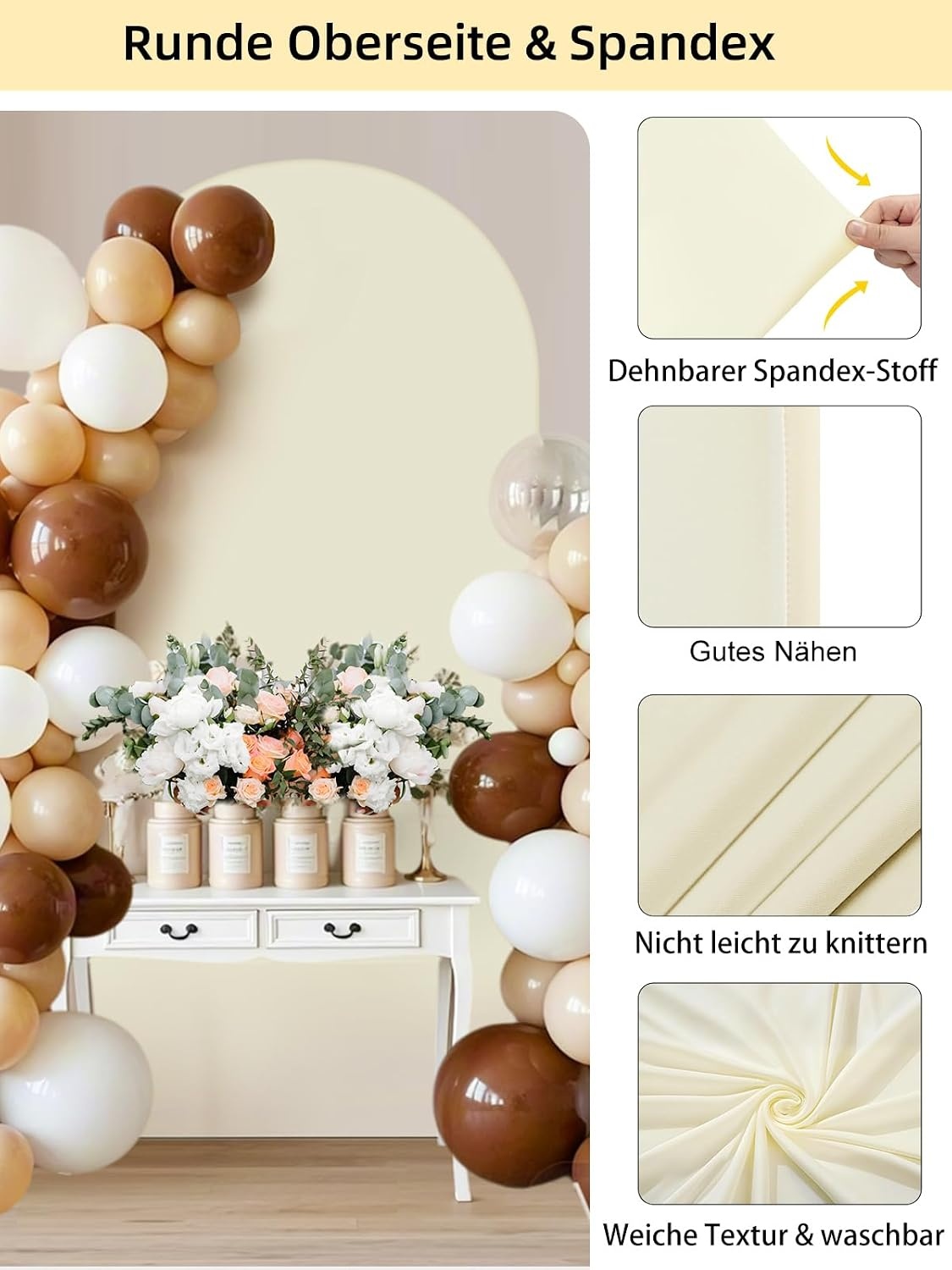 Beige Trouwboog Achtergrondhoes 2x1m - 31% Korting