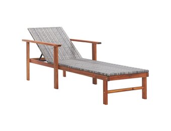 Ligbed van Poly Rattan en Acaciahout (Grijs) - 34% Korting