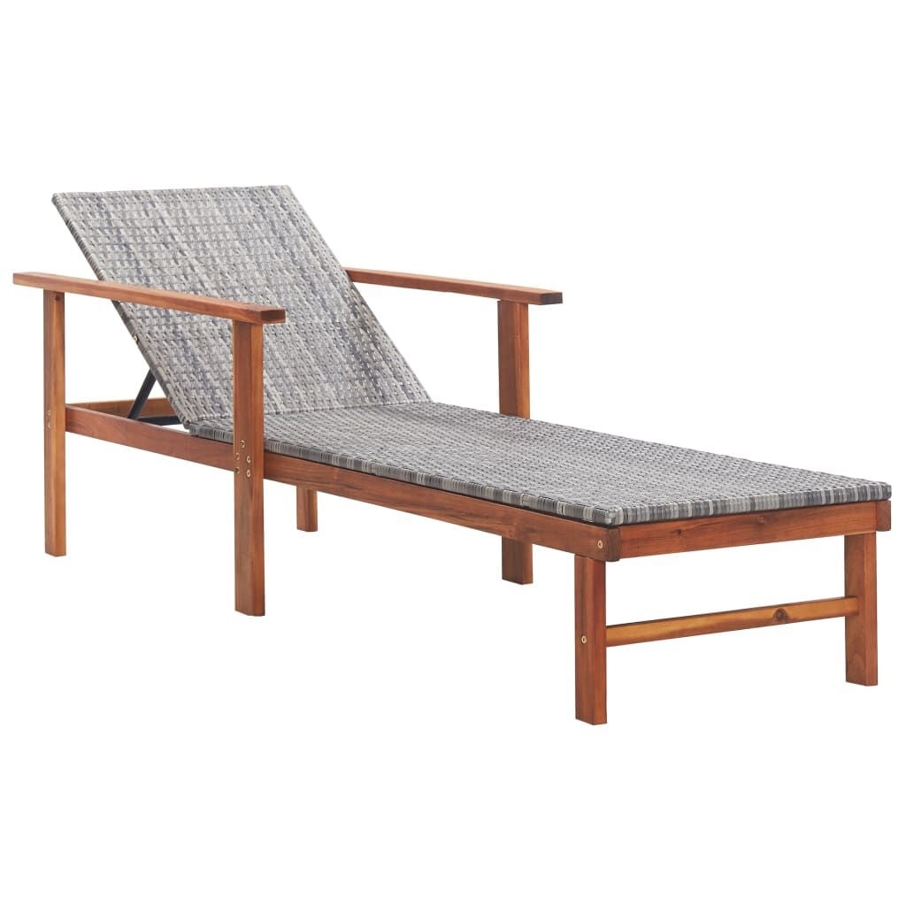 Ligbed van Poly Rattan en Acaciahout (Grijs) - 34% Korting