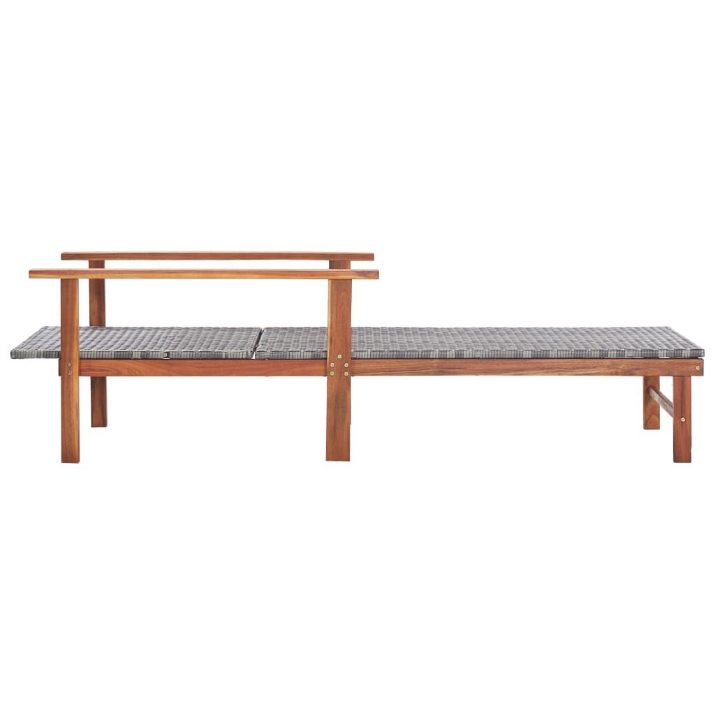 Ligbed van Poly Rattan en Acaciahout (Grijs) - 34% Korting