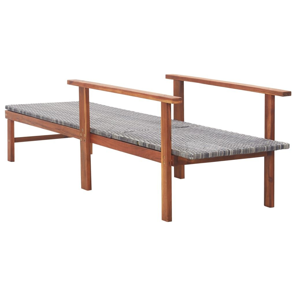 Ligbed van Poly Rattan en Acaciahout (Grijs) - 34% Korting